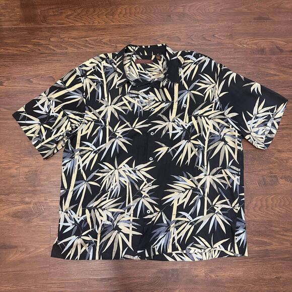 Tori Richard Bamboo Print Button-Up Top Men's 2XL Black/Tan/Gray Beach Summer - Picture 1 of 4